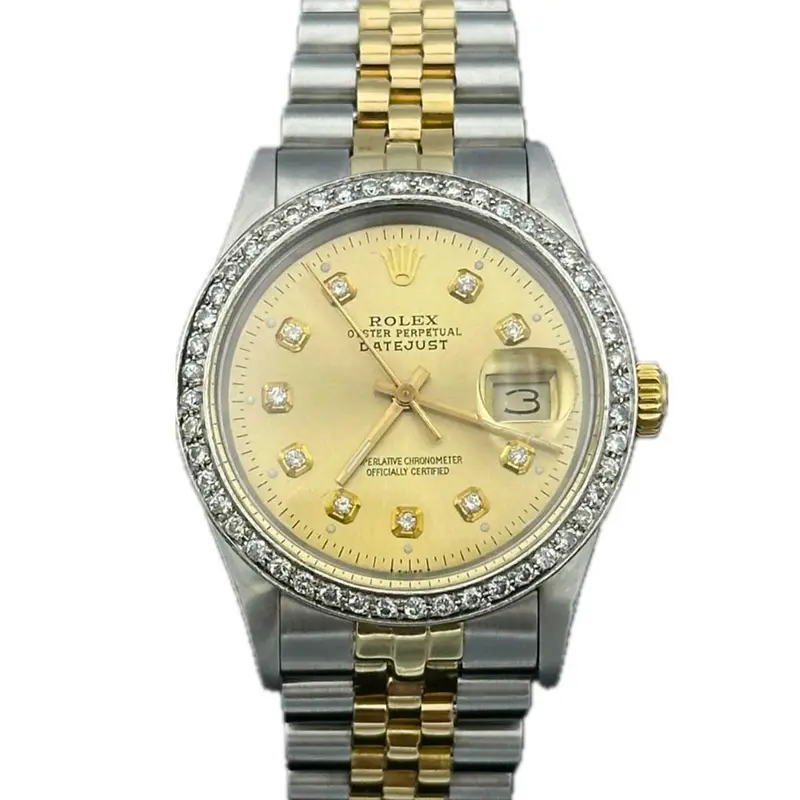 Rolex Datejust 36Mm – Ss/18K Gold, Champagne Diamond-Paved Dial And Diamond Bezel 1