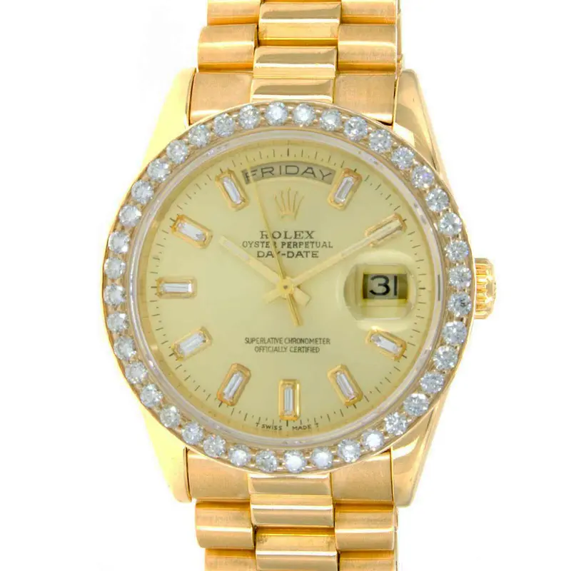Rolex Day-Date President In 18K Gold – Diamond-Paved Dial And Bezel 1