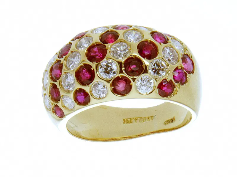 Ruby And Diamond Band Ring – 3.20 Carat 18K Gold Statement Piece 1