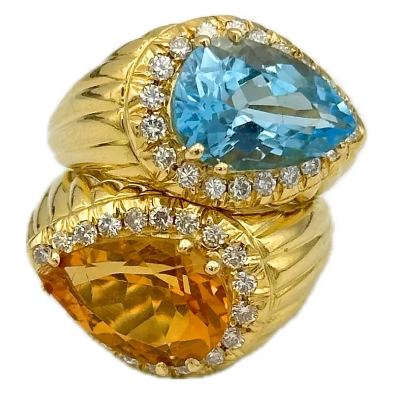 Sabbadini Toi Et Moi Puzzle Ring – Interlocking Diamond And Colored Gemstones 1