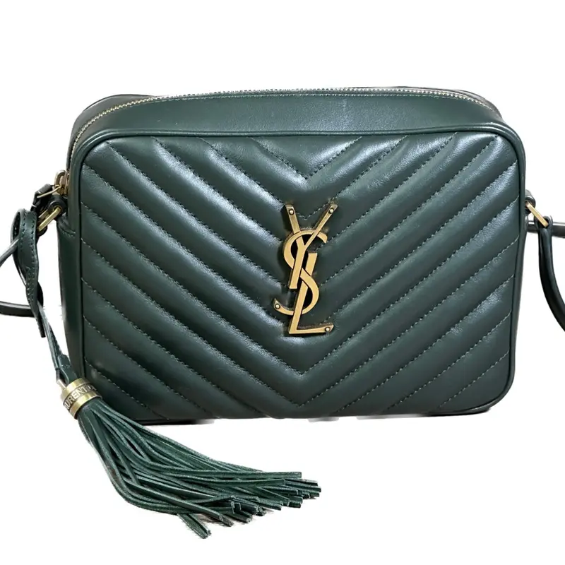 Saint Laurent Lou Medium Quilted Crossbody With Tassel Detail – Emerald Green 1