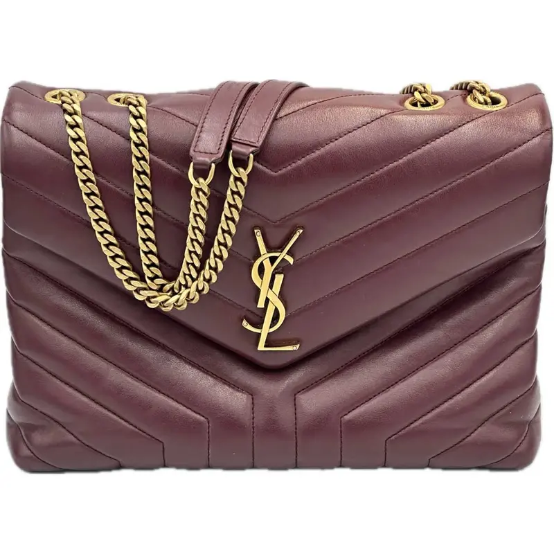 Saint Laurent Medium Loulou Bag In Burgundy Calfskin 1