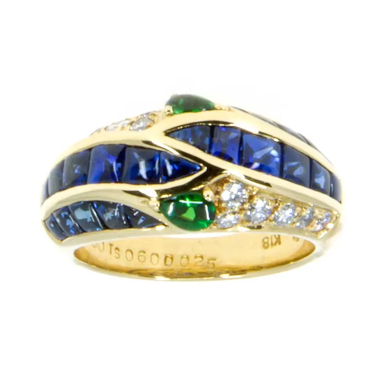 Sapphire And Tsavorite Garnet Ring With Diamond Accents – 3.85 Total Carats 1