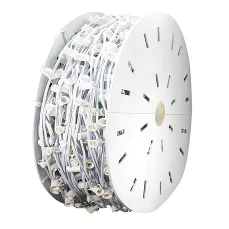Seasonal Source C7 Light Spool – 1000-Foot White Wire Roll, 12-Inch Spacing 1