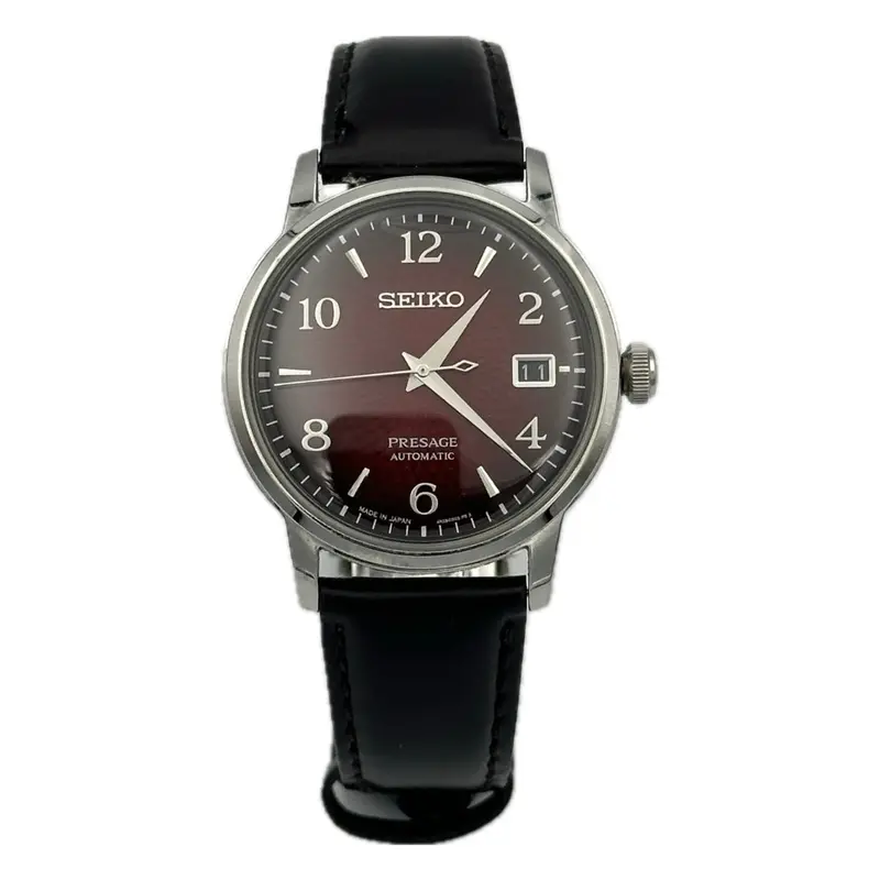 Seiko Presage Negroni Limited Edition – Burgundy Red Dial On Brown Leather Strap 1