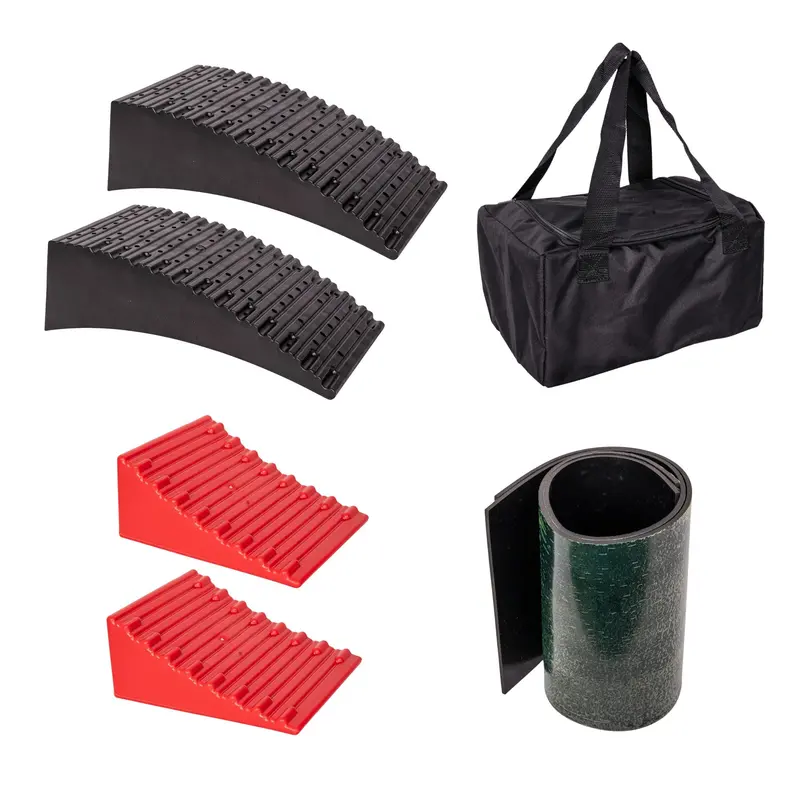 Set Of 2 Red-And-Black Rv Levelling Blocks For Campervans – 32Cm X 6Cm With Carry Case 1