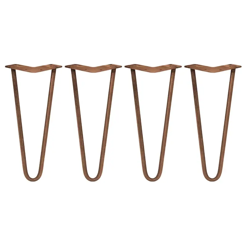 Set Of 4 × 12" Two-Prong Hairpin Legs – 10Mm Diameter, Antique Copper Finish 1