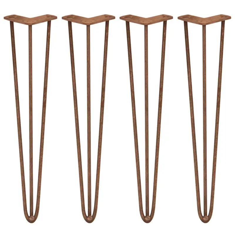 Set Of 4 × 28" Three-Prong Hairpin Legs – 12Mm Steel, Antique Copper Coating 1