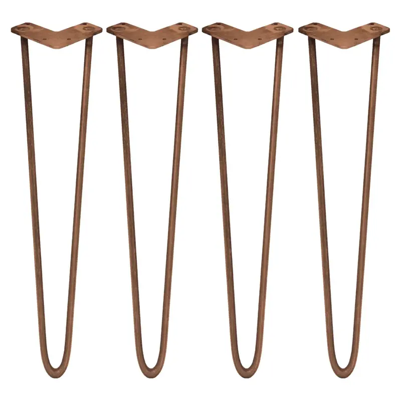Set Of 4 × 28" Two-Prong Hairpin Legs – 10Mm Gauge, Antique Copper Tone 1
