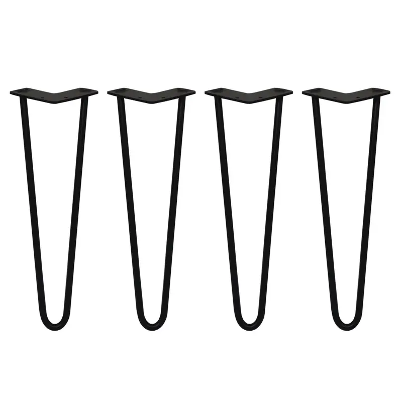 Set Of Four 16-Inch Black Two-Prong Hairpin Legs (12Mm) 1