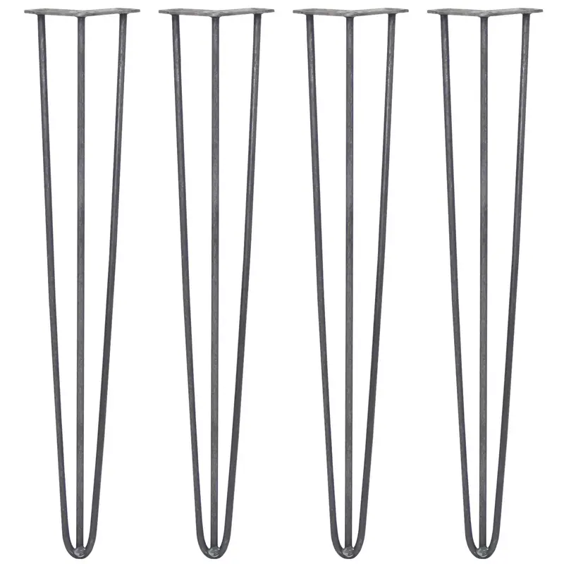 Set Of Four 28-Inch Raw Steel Three-Prong Hairpin Legs (10Mm) 1