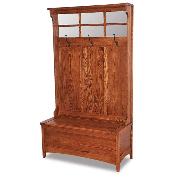 Shaker Amish Hall Bench With Backrest And Storage 1