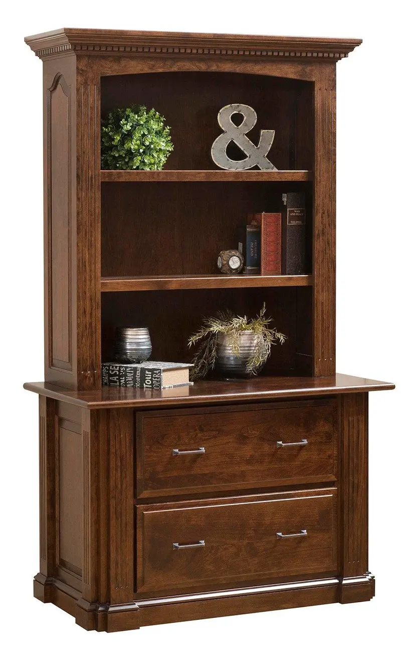 Signature Lateral File Cabinet With Matching Hutch – Amish Solid Wood 1