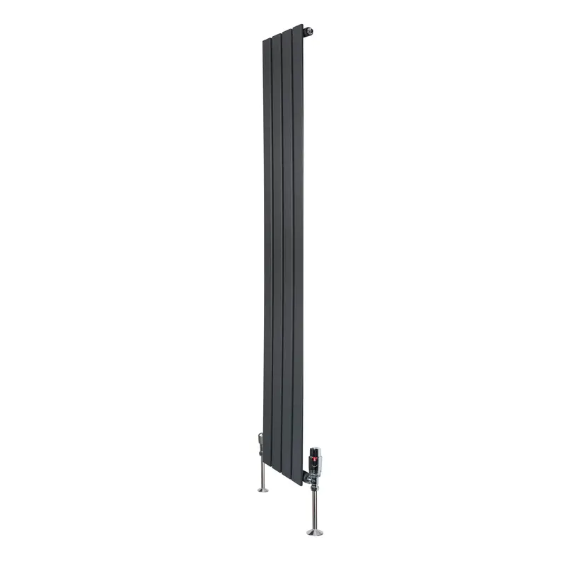 Slimline Single-Panel Anthracite Radiator With Valves – 1600Mm L X 280Mm D 1