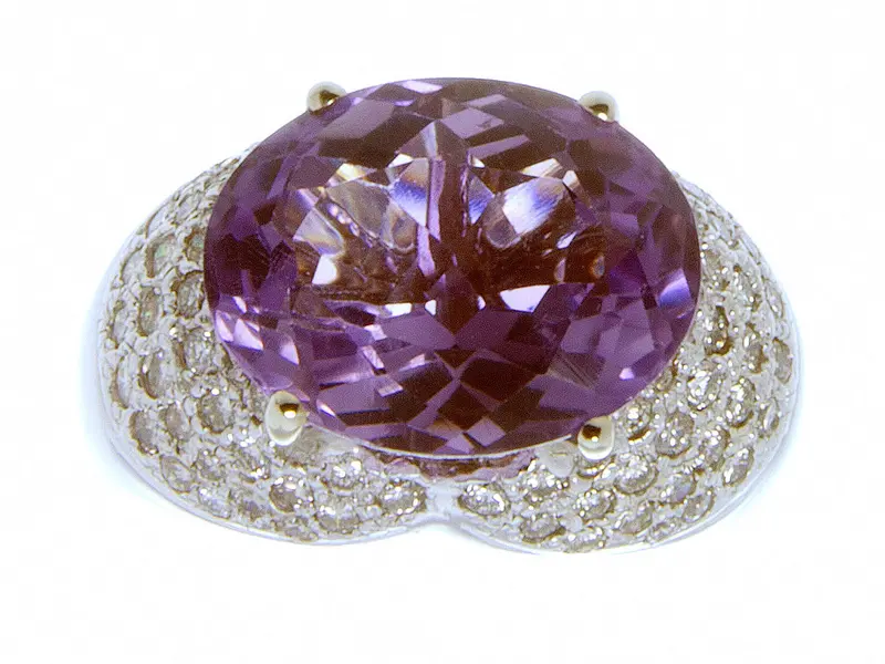 Statement Amethyst Ring With Diamond Halo – 12.80Ct Center Stone 1