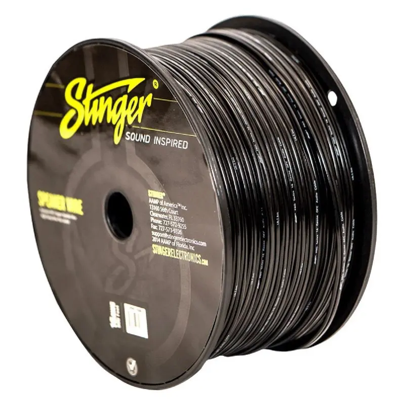 Stinger 16-Gauge 500-Foot Black True-Gauge Speaker Wire – Oxygen-Free Copper 1