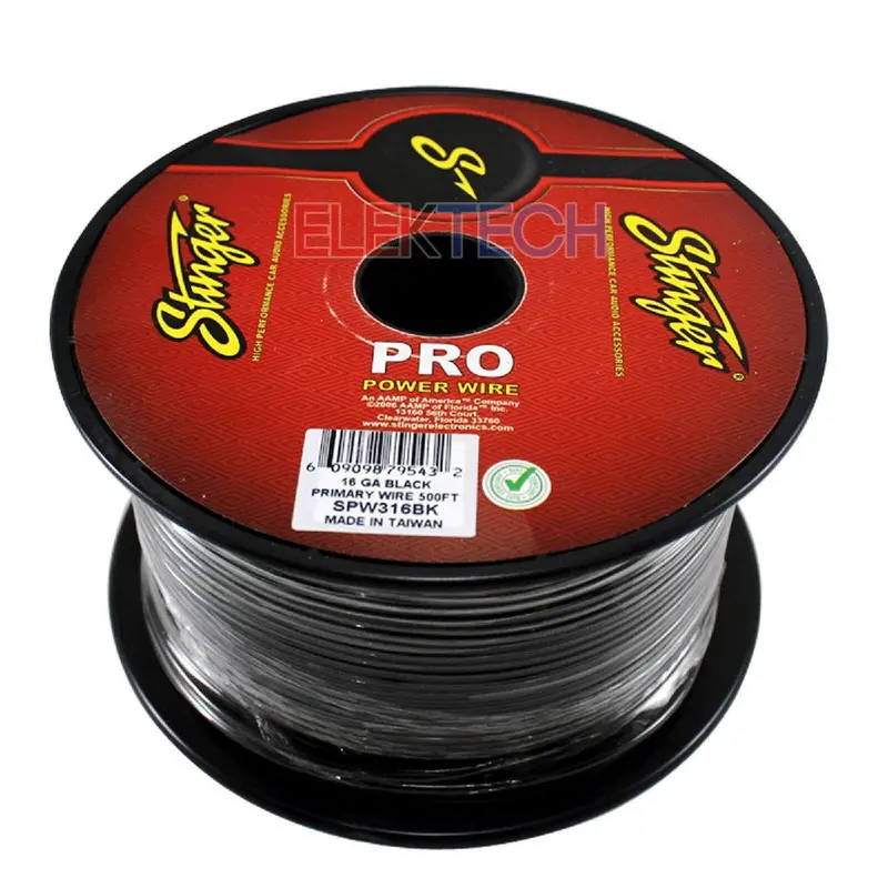 Stinger 16-Gauge True Gauge Primary Wire – 500 Feet, Black General-Purpose Cable 1