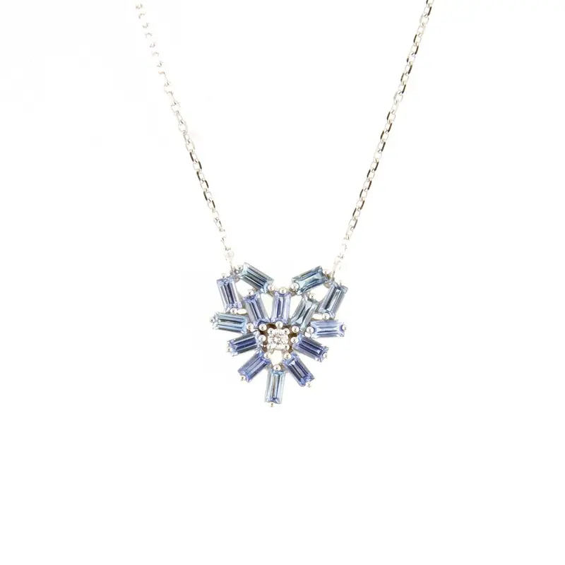 Suzanne Kalan Heart Pendant – Light Blue Gemstone Accent, Petite Size 1