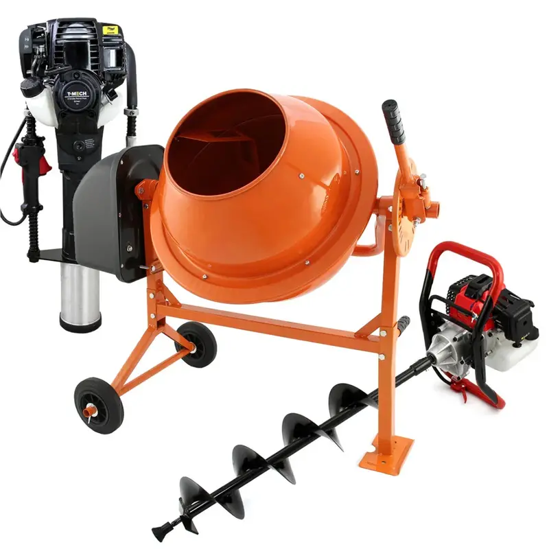 T-Mech All-In-One Tool: Earth Auger, Cement Mixer & 120Mm 4-Stroke Post Driver 1