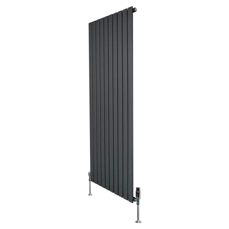 Tall Single-Panel Anthracite Radiator With Valves – 1600Mm L X 700Mm D 1
