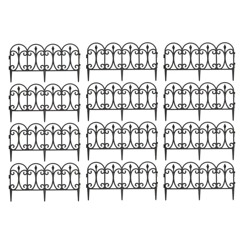 Three 23Cm Black Ornamental Garden Fence Edging Units (4-Piece Per Unit) 1