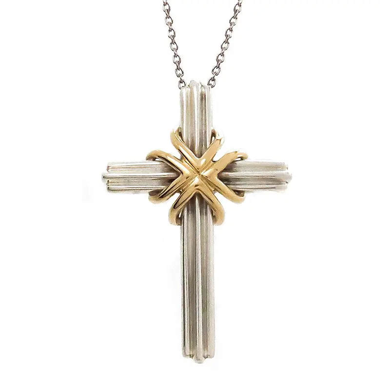 Tiffany & Co. Cross Pendant In Sterling Silver And 18K Gold 1
