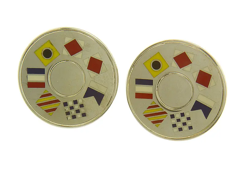 Tiffany & Co. Nautical Flag Cufflinks – Engraved 14K Gold Formal Accessory 1
