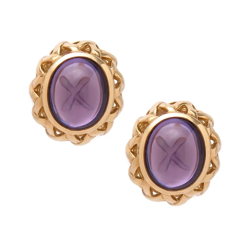 Tiffany & Co. Paloma Picasso Amethyst Drop Earrings In 18K Yellow Gold 1