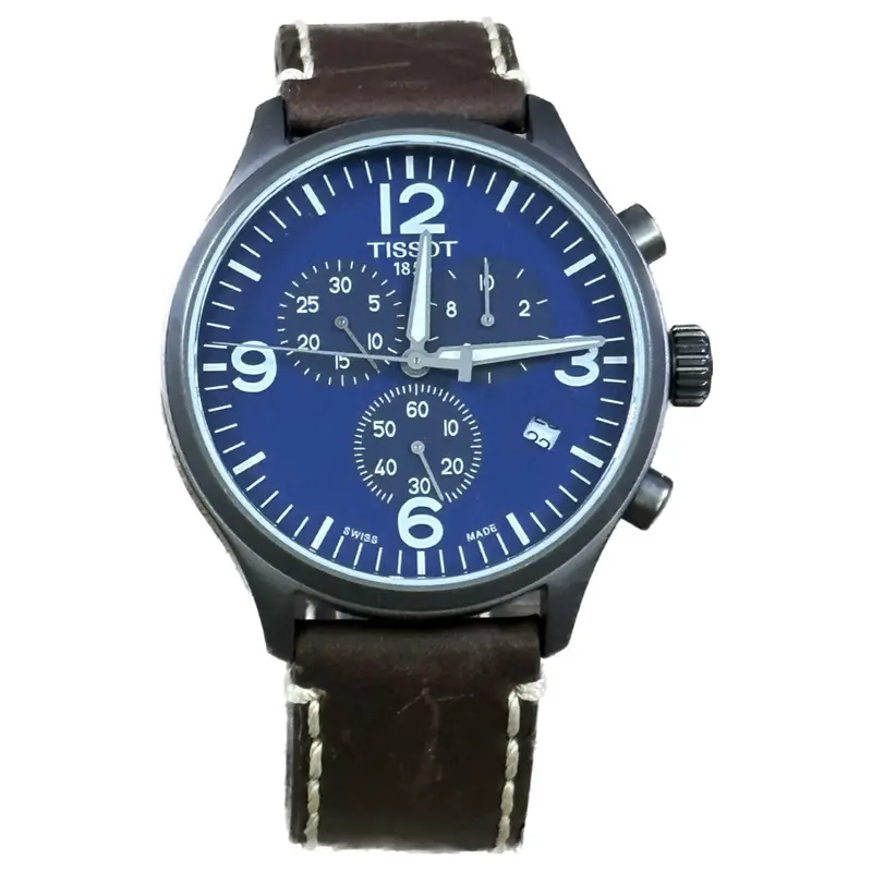 Tissot Chrono Xl Timepiece — Blue Dial With Brown Leather Strap 1