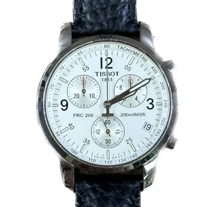 Tissot Prc 200 Chronograph — White Dial And Black Leather Band (Reference T461) 1