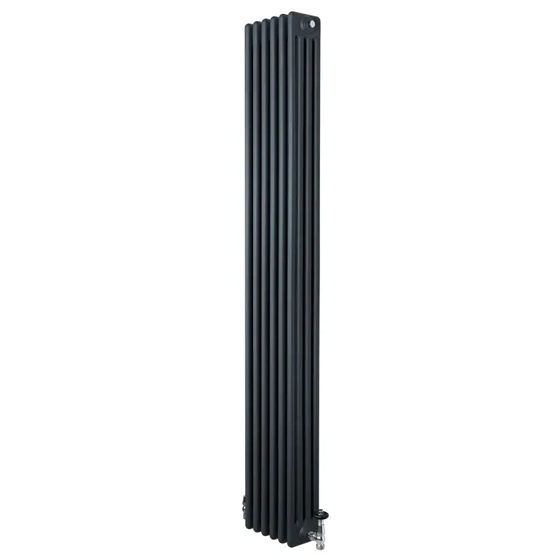 Traditional 4-Column Radiator With Valves – 1800 X 290 Mm, Anthracite Grey Finish 1