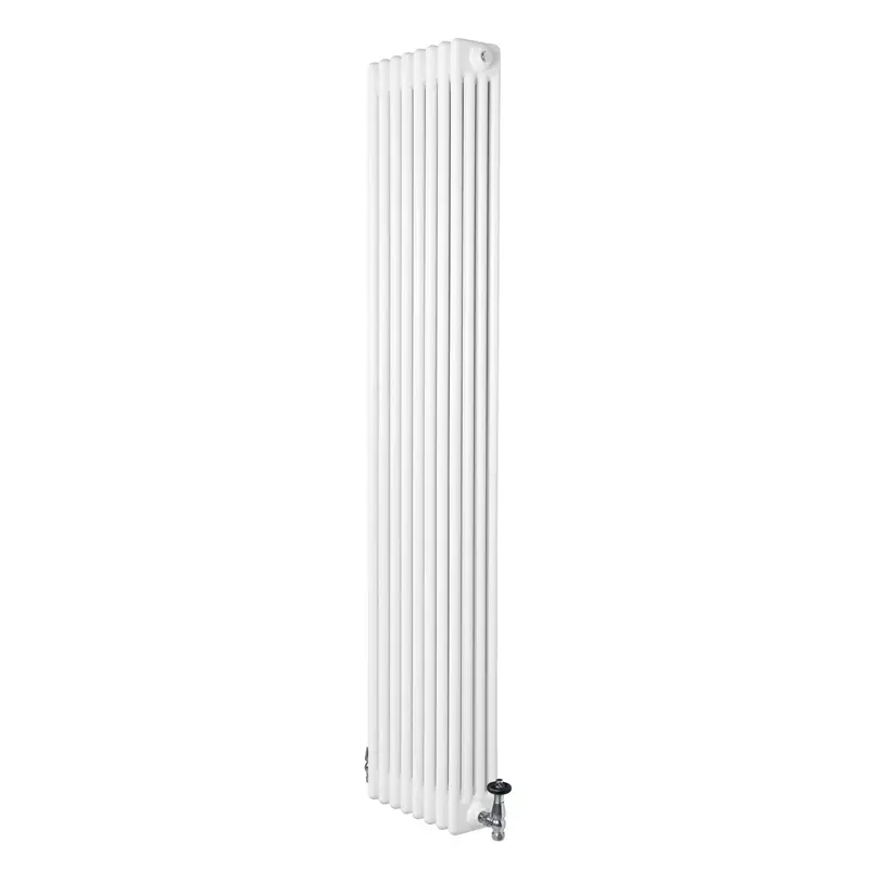 Traditional 4-Column Radiator With Valves – 1800 X 380 Mm, Pure White Finish 1