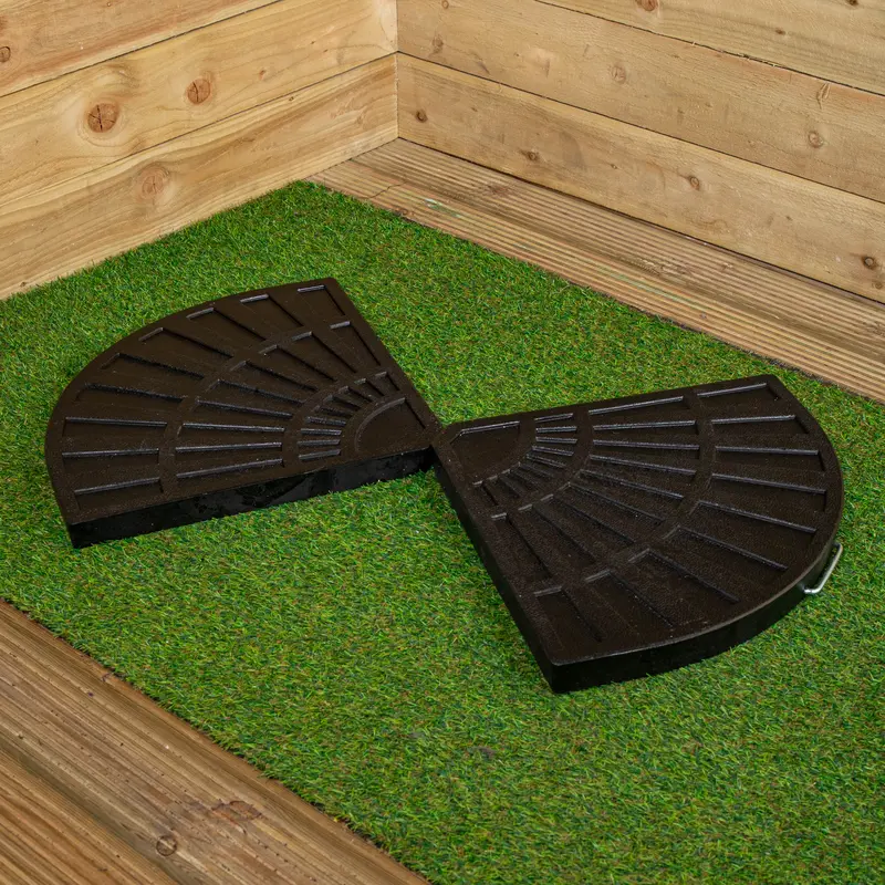 Two-Piece Banana-Style Parasol Weights – 14Kg Each, Black Cantilever Garden Base Pair 1