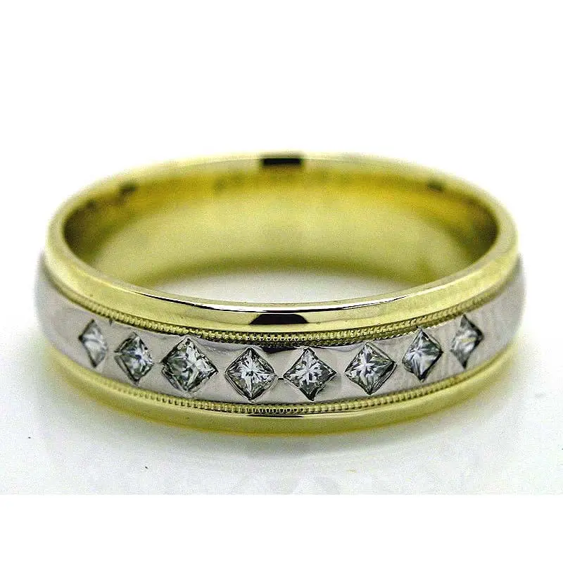 Two-Tone Wedding Band: Platinum And 14K Yellow Gold With Diamonds 1