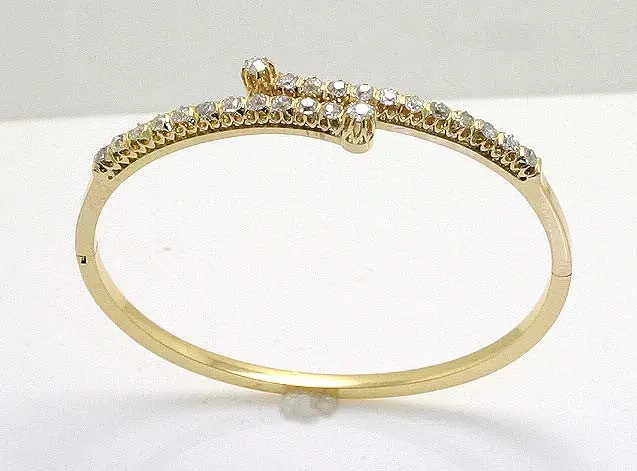 Victorian-Era Diamond Bangle Bracelet – 19Th Century Platinum And Gold 1