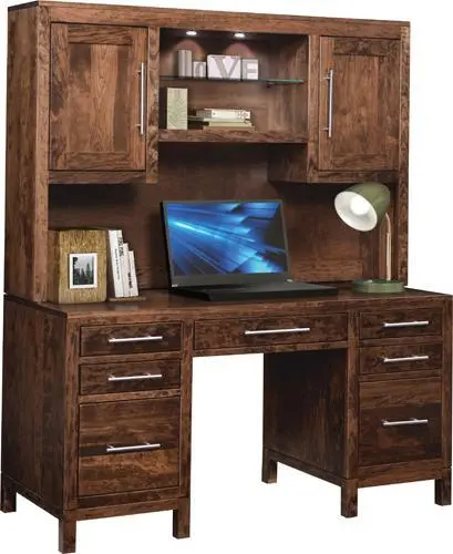 Vienna Executive Desk With Hutch – Amish Office Set 1
