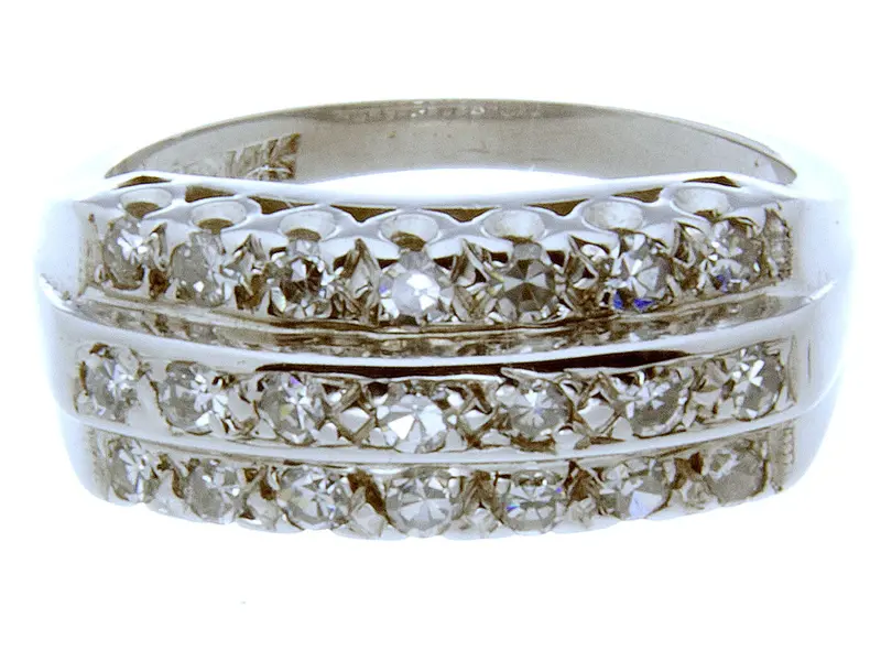 Vintage 1950S Three-Row Diamond Wedding Band 1