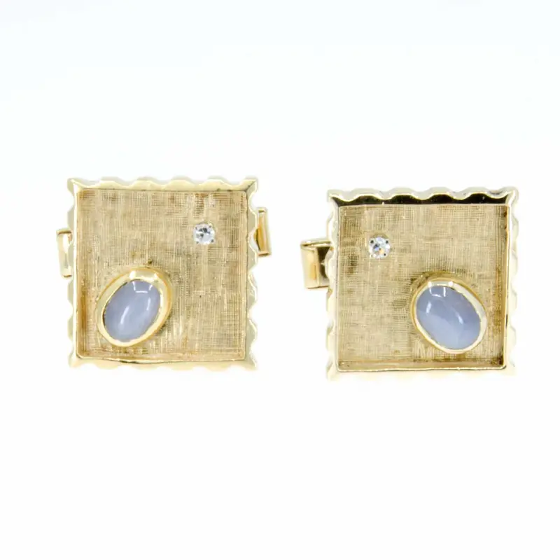 Vintage 1960S Star Sapphire And Diamond Cufflinks 1