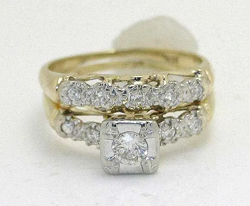 Vintage Bridal Set – 1950S Diamond Engagement Ring And Matching Band 1