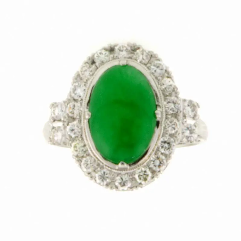 Vintage Platinum Jade And Diamond Ring – 3.09 Carats 1