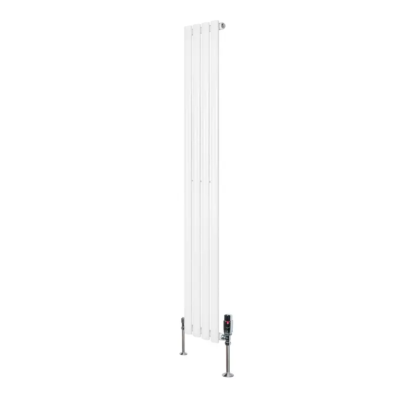 White Oval Single-Column Radiator With Valves – 1600Mm H × 240Mm W 1