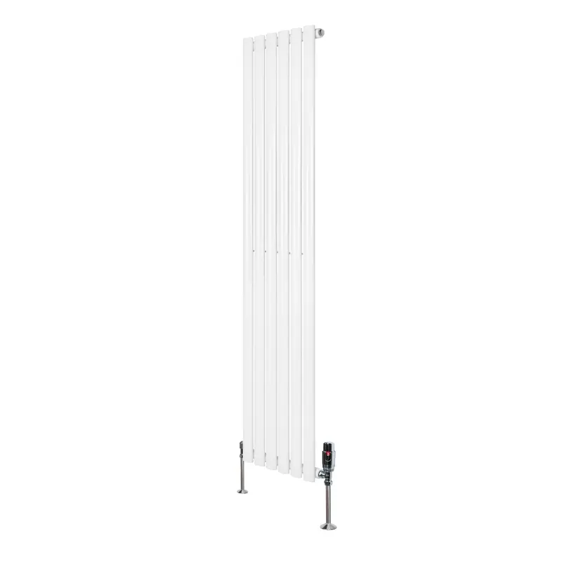 White Oval Single-Column Radiator With Valves – 1600Mm H × 360Mm W 1