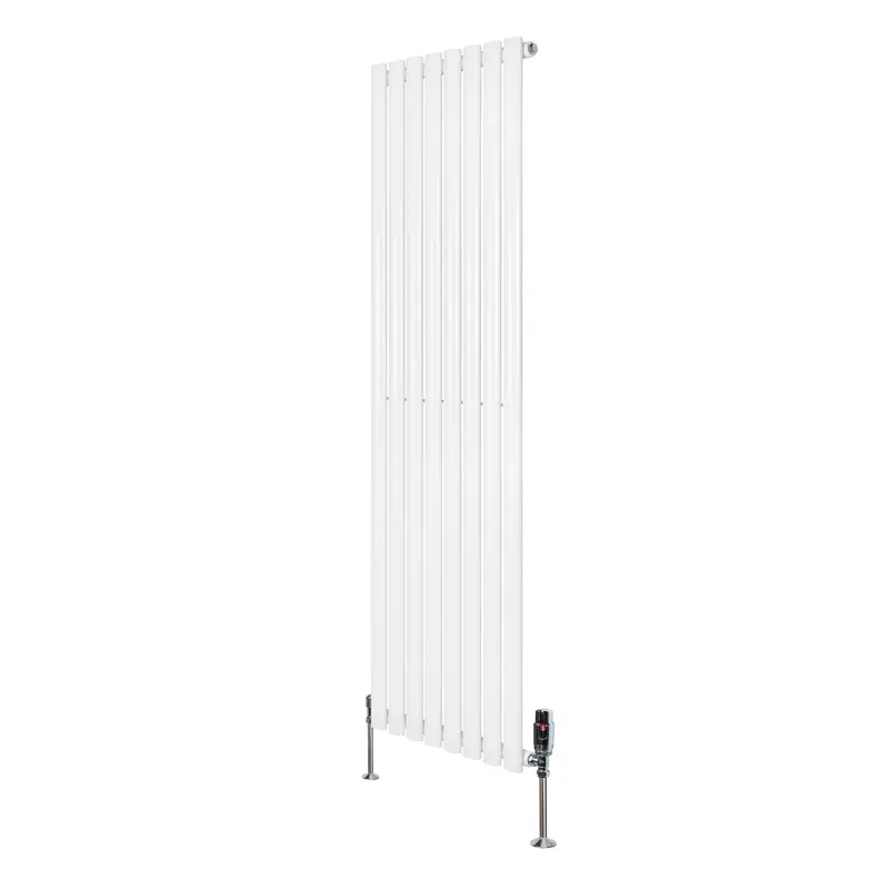 White Oval Single-Column Radiator With Valves – 1600Mm H × 480Mm W 1