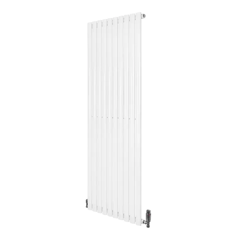 White Oval Single-Column Radiator With Valves – 1600Mm H × 600Mm W 1