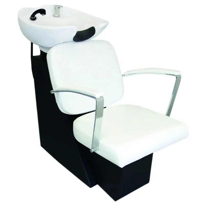 White Salon Hair Washing Chair With Ergonomic Backrest 1