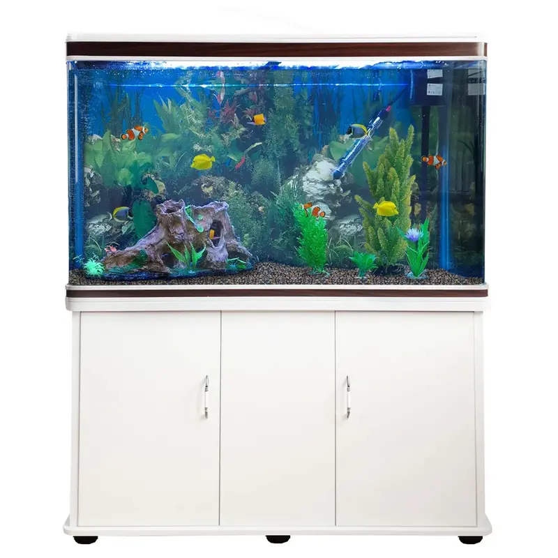 White-Tank Complete Aquarium Kit Featuring Natural Gravel And Stand 1
