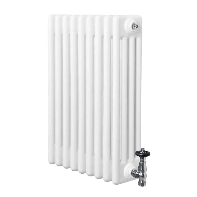 White Traditional 4-Column Radiator With Valves – 600 X 425Mm 1