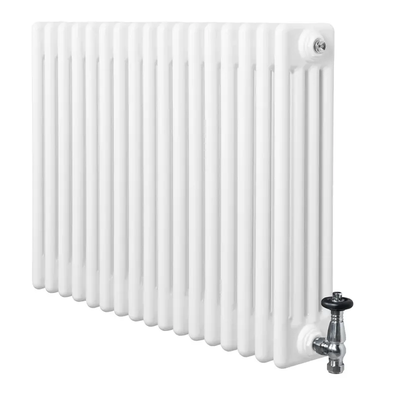 White Traditional 4-Column Radiator With Valves – 600 X 785Mm 1
