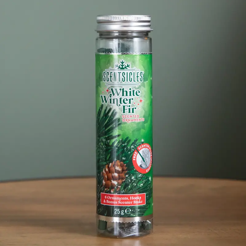 White Winter Fir Scented Scentsicles – 25G Festive Air Freshener With 6 Hanging Hooks 1