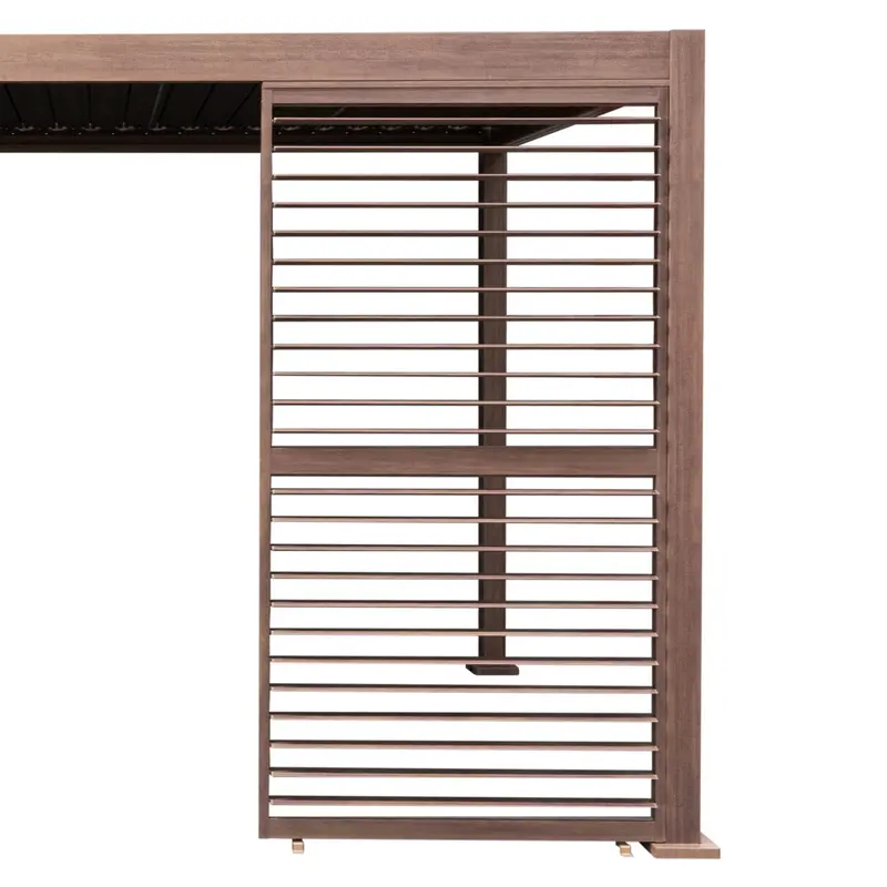 Wood-Effect Aluminium Pergola Shutter Panel – 123 Cm Width 1